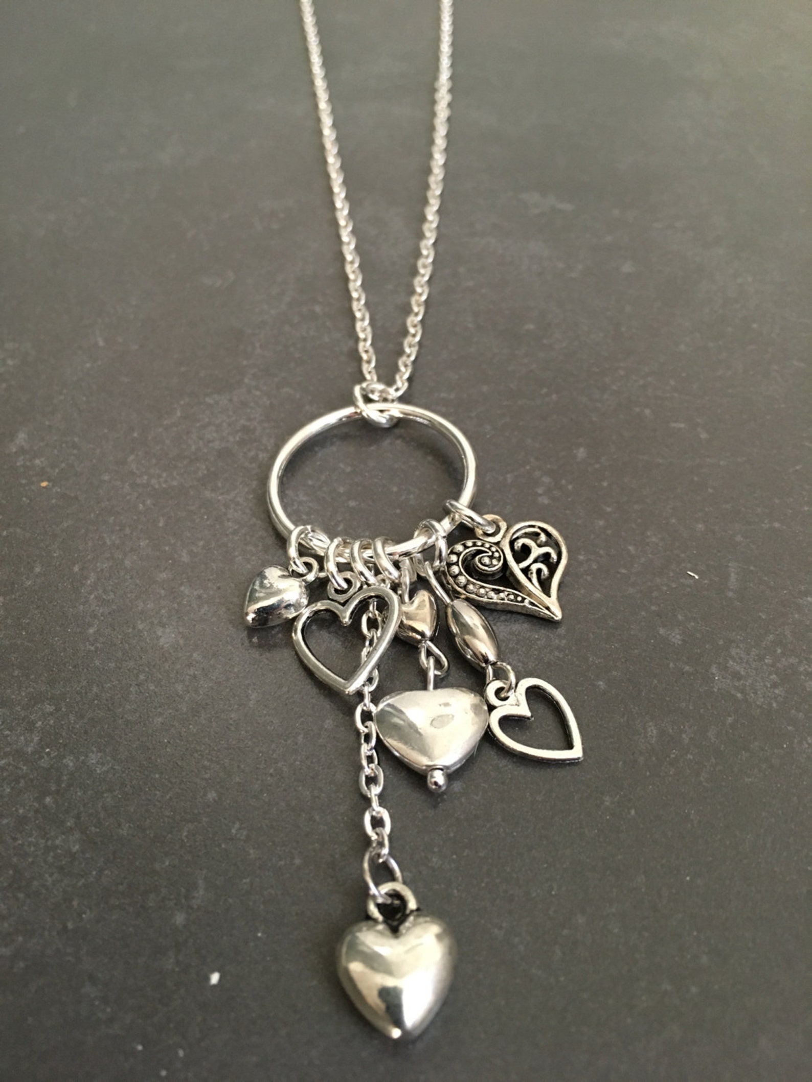 Across Long Heart Necklace in Chocolate main image 1
