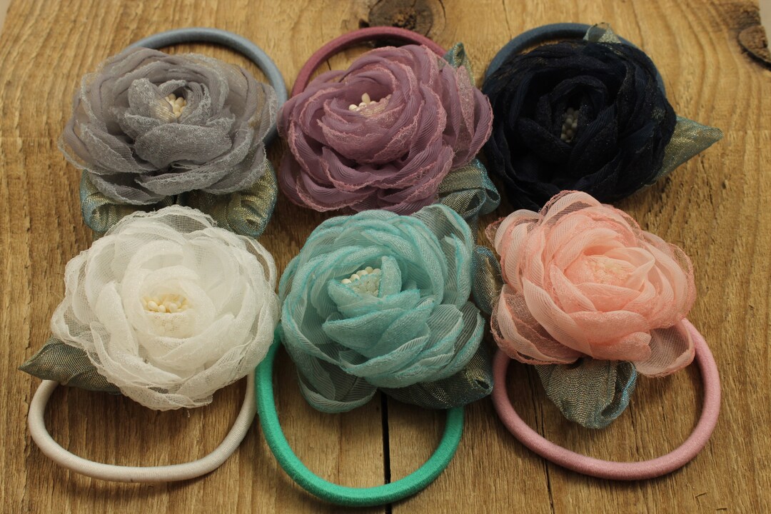 Flower Hair Elastic, Flower Ponytail Band, Flower Hair Accessory, Corsage, Flower Ponytail