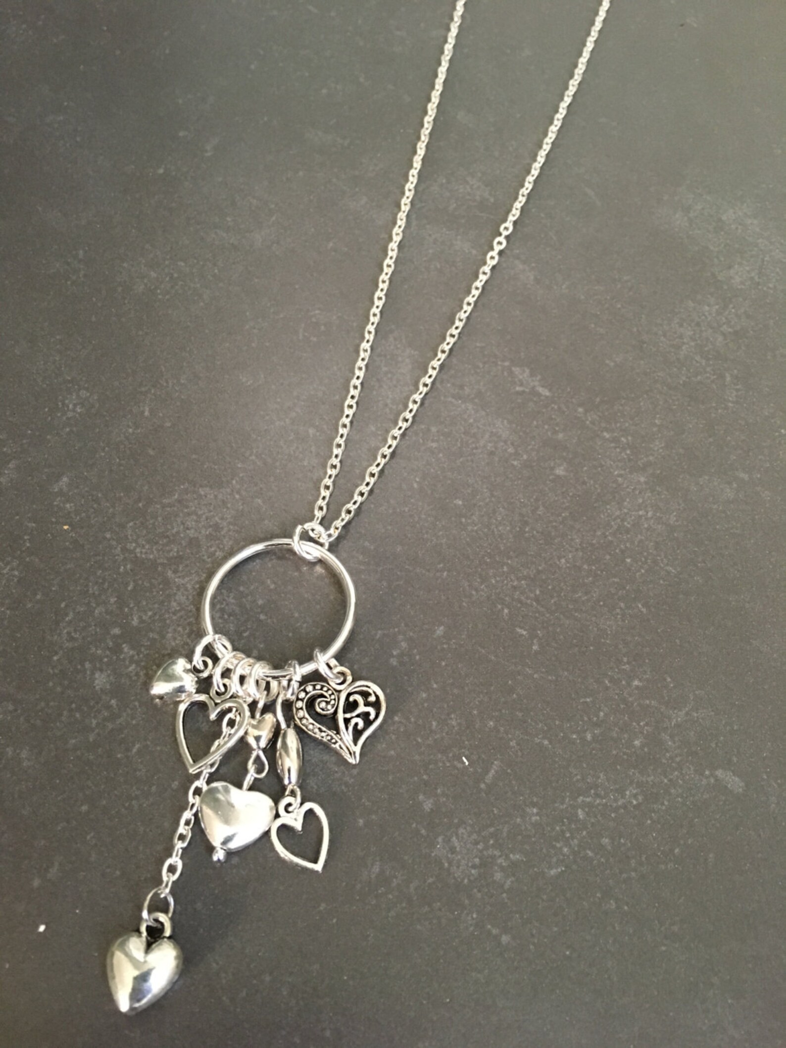 Across Long Heart Necklace in Chocolate