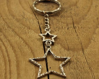 Silver star keyring, star keychain, star keyring, star gift, astrology gift, silver star keychain, star themed gift, celestial gift, stars