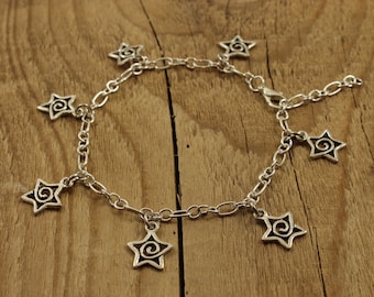 Silver star charm bracelet, silver star jewellery, star chain bracelet, star charm bracelet, starry bracelet, star gift, star bracelet, star