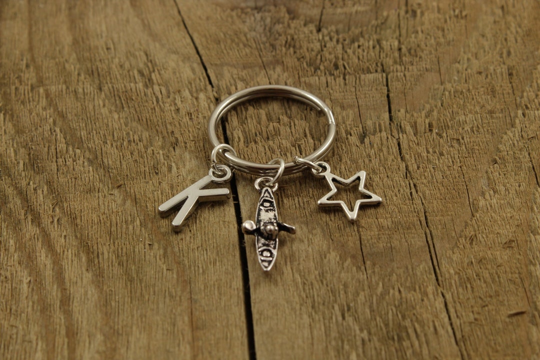 Canoe Keyring, Canoe Keychain, Kayak Keychain, Personalised Canoe Gift