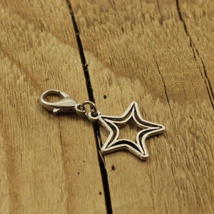 Star zip charm, star clip, zipper charm, silver star zip charm, star zipper charm. star charm, star fan, star gift, zip charm, star zip pull image 2