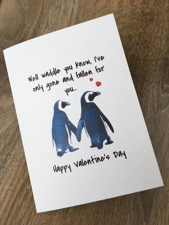 Lovers Valentines Card Penguin Themed Valentine Card Penguin Etsy Singapore