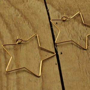 Gold star hoop earrings, star earrings, dangly star earrings, hoop earrings, gold star jewellery, star drop earrings, star gift. gold hoops