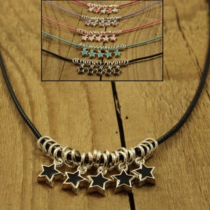 Enamel star necklace, star pendant necklace, star pendant, star gift, multi star, star jewellery, celestial, black star, turquoise, pink
