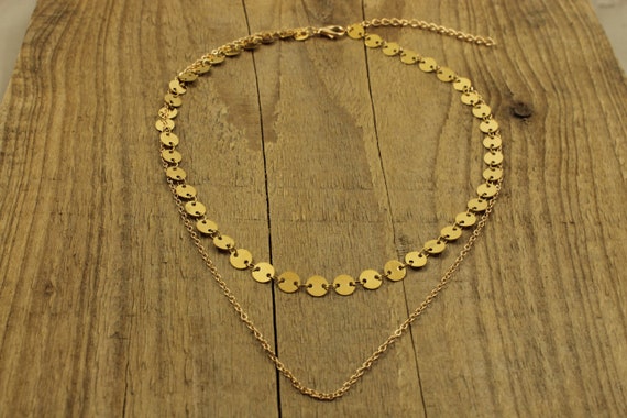 Double Layer Gold Necklace Gold Chain Necklace Gold Choker Gold