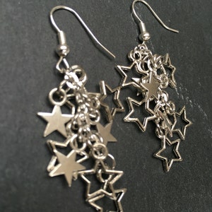 Silver Star Earrings Dangly Star Earrings Dangle Drop - Etsy UK