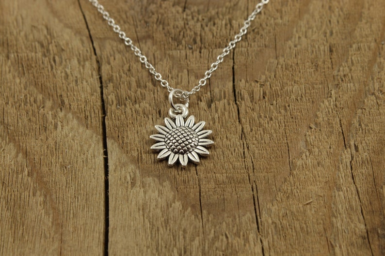 Silver sunflower necklace and earring set sunflower necklace Etsy