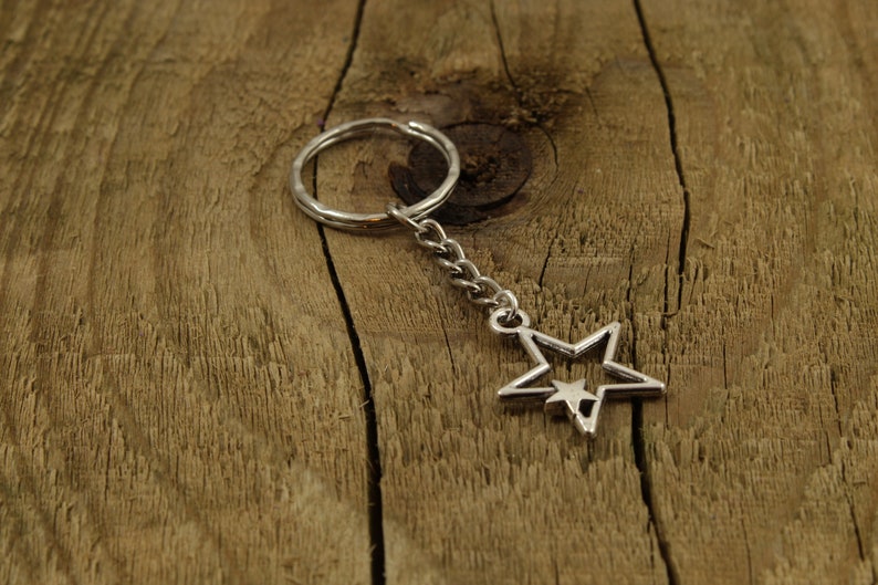 star themed gift star gift stars celestial gift silver star keychain Star keyring astrology gift star keychain silver star keyring