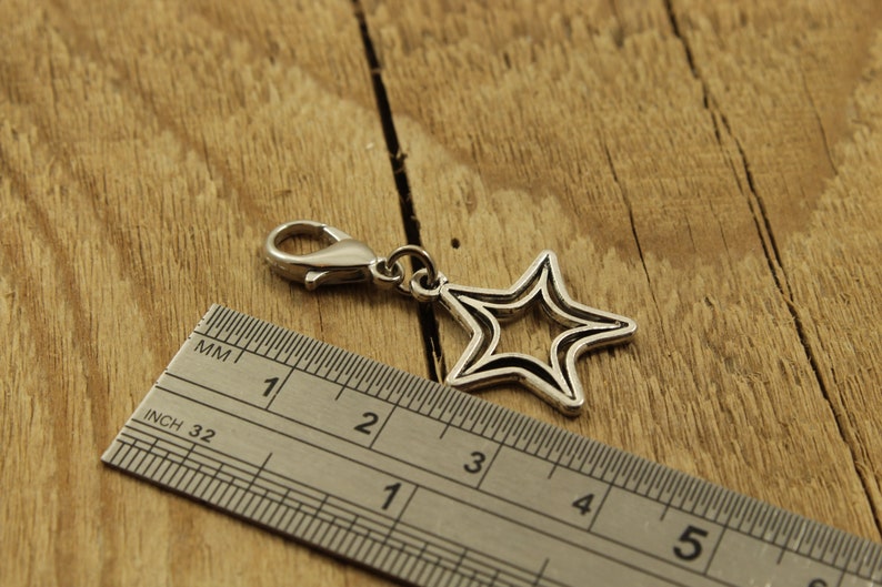 Star zip charm, star clip, zipper charm, silver star zip charm, star zipper charm. star charm, star fan, star gift, zip charm, star zip pull image 5