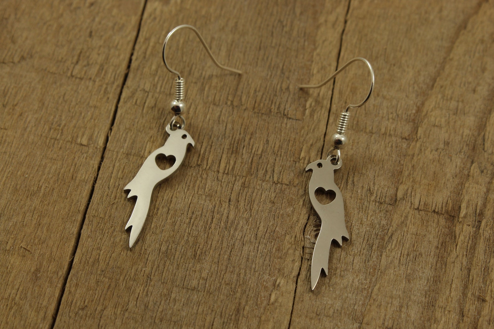Parrot Earrings, Silver Parrot Earrings, Stainless Steel Parrot ...