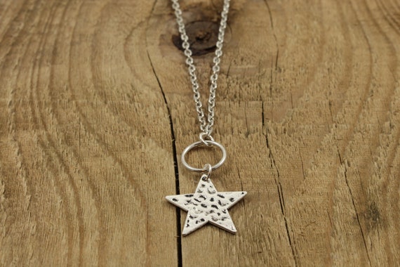 Star Necklace Long Star Necklace Silver Star Pendant Necklace Long Chain Jumper Necklace Celestial Necklace Silver Star Jewellery Etsy