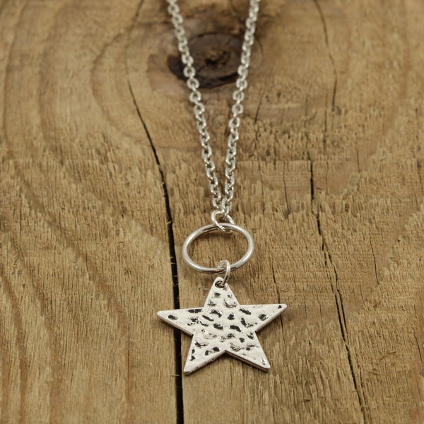 Star necklace, long star necklace, silver star pendant necklace, long chain, jumper necklace, celestial necklace, silver star jewellery