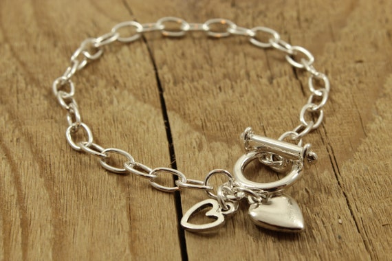 Silver heart toggle bracelet deals