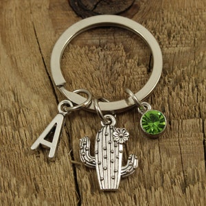 Cactus keyring, cactus keychain, cactus bag charm, personalised keyring, personalized keychain, initial, cactus gift, cactus gift, succulent
