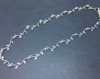 Silver vine necklace, leaf vine necklace, silver leaf necklace, chain of flowers necklace, silver flower necklace, floral vine necklace