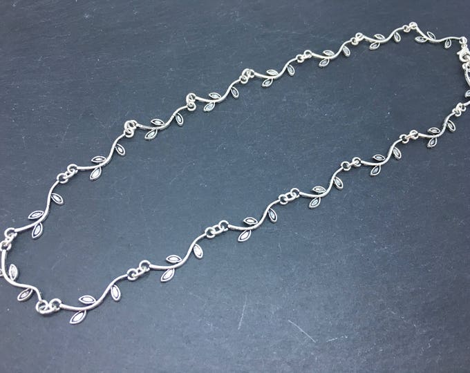 Silver Vine Necklace, Leaf Vine Necklace, Silver Leaf Necklace, Chain