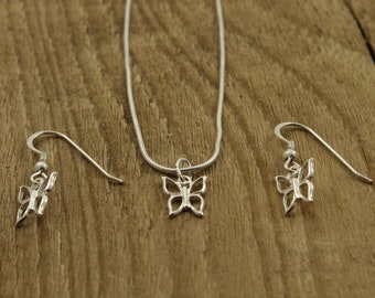 Sterling butterfly earrings, butterfly earrings, sterling silver butterfly earrings, sterling silver, butterfly gift, necklace, earring set