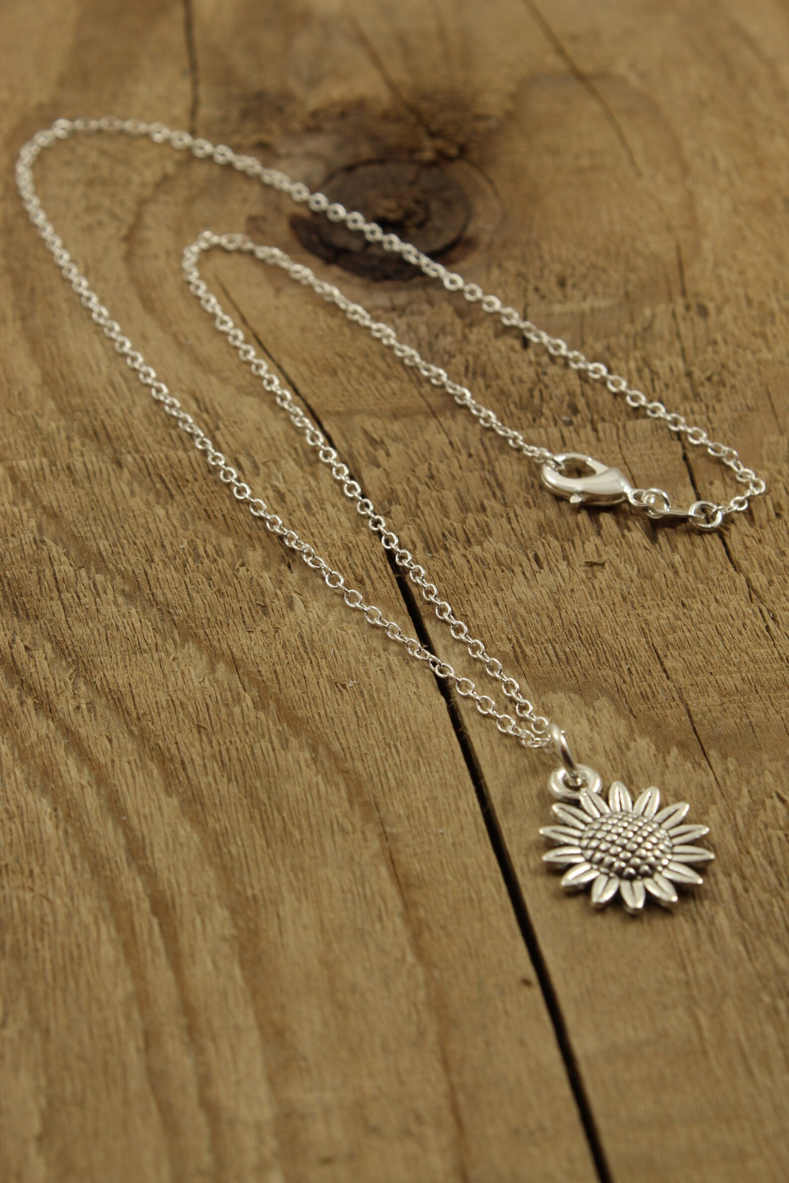 Silver sunflower necklace and earring set sunflower necklace Etsy