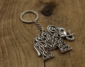 Portachiavi Legno Elefant Animale con Proboscide Landtier Pachiderma Geschenkbox