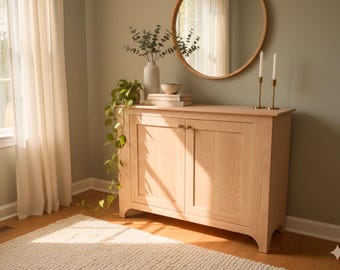 Solid Cherry Hall Cabinet – Slim Entryway Console Table with Storage