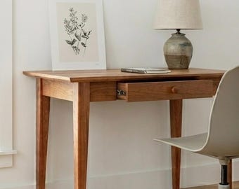 Minimalist Solid Cherry Home Office Desk for Small Spaces