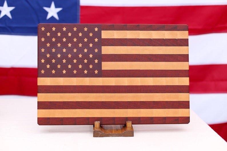 American Flag End Grain Cutting Board Patriotic. Handmade Etsy