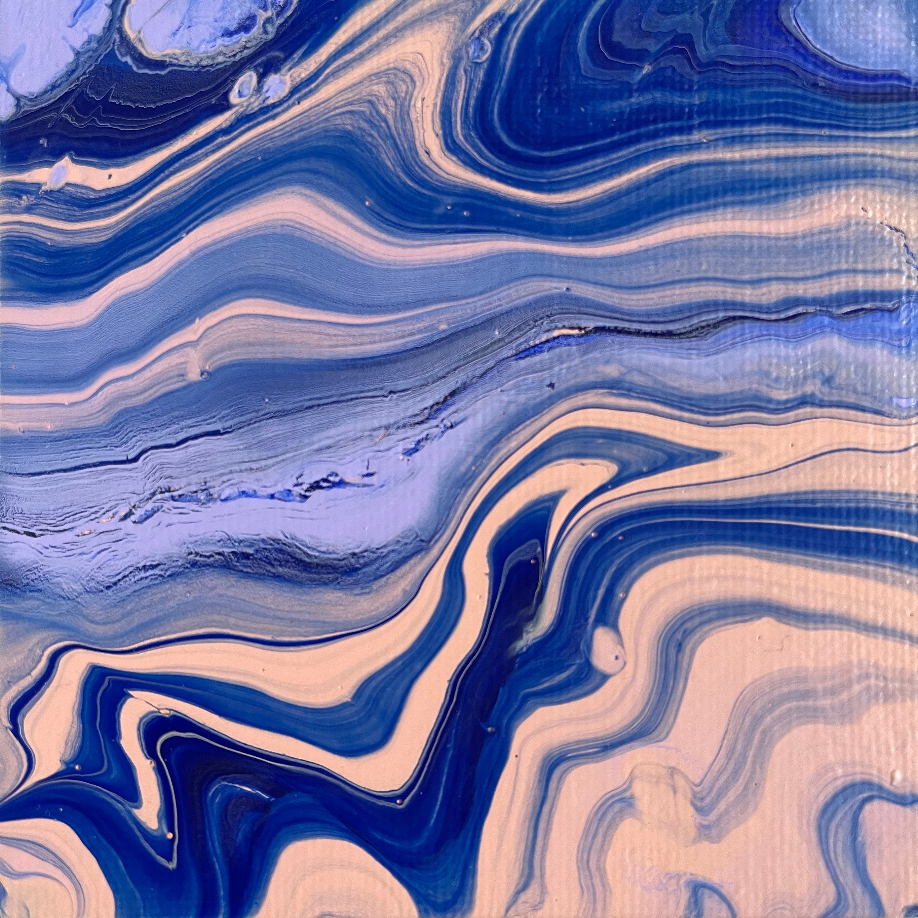 Blue and Cream Abstract Painting 10cm x 10cm Etsy