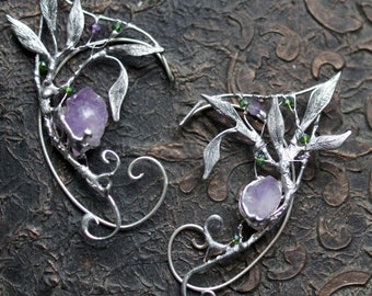 Forest fairy elven ears (a pair). Earcuffs, Elf ears, fantasy decoration for ears.