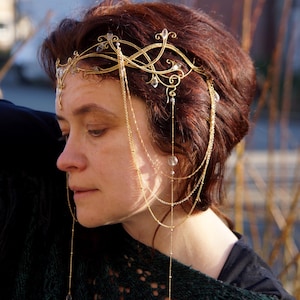 Elven crown with chains. Elf tiara, medieval circlet, Coronet, Elvish diadem, wedding diadem.