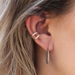 Dainty Double Sterling Silver Ear Cuff, Simple Everyday Ear Wrap