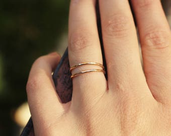 Gold fill Hammered Stacking Ring, Simple Gold Rings