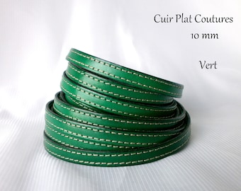 Cuir lanière plat vachette 10 mm VERT