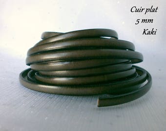 Cinturini in pelle - Leather lace - strisce in pelle - pelle verde 5mm piatto - cachi - Bracciale vitello europeo-