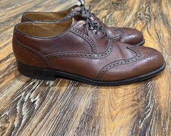 Florsheim Imperial Wingtip Shoes Mens Size 12 D Brown Cognac Leather Vintage USA