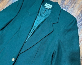 Vintage Green Wool Blazer Jacket Women Size 10 Career Joan Leslie M L