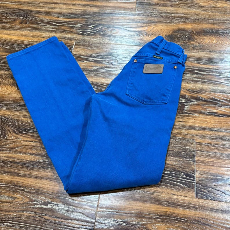 Wrangler Vintage High Waisted Straight Leg Jeans Electric Blue USA Made Size 5 image 8