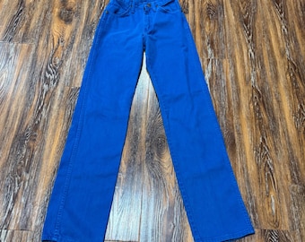 Wrangler Vintage High Waisted Straight Leg Jeans Electric Blue USA Made Size 5