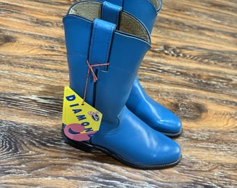 NEW Women's 5B Justin Diamond J Turquoise Leather Roper Cowboy Boots 5 Western
