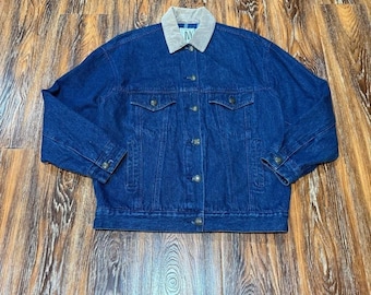 Vintage Jones Size S Small Blue Plaid Denim Jacket Men's Chore Women's Flannel