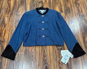 NWT Vintage River Ridge Button Up Denim Jacket Women's S Silver Button Shirt Top