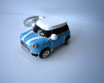 sky blue body with white stripes and white roof,special  gift,car keychain,luxury, for you