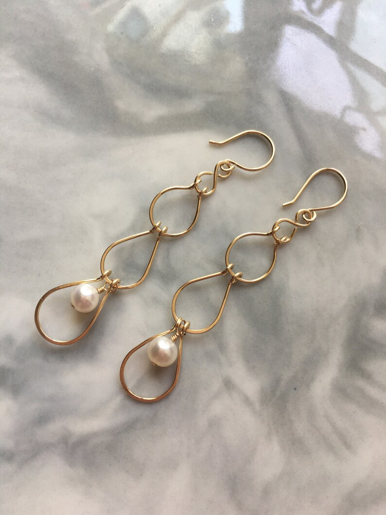 Bridesmaid earrings Party Occasion earrings Gift for her Peacock Earrings,14k Gold Filled Raindrop Earrings with Pearl