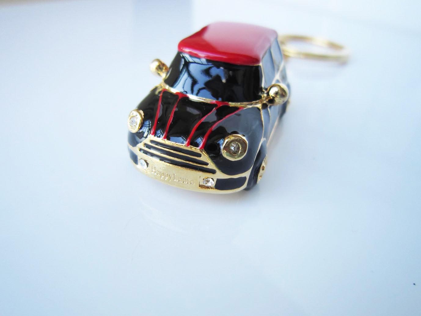 Custom Mini Car Color,all Black With Red Side Mirrors and Red Pin ...