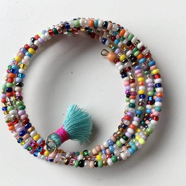 Bracelet mémoire de forme, perles verres Multicolores