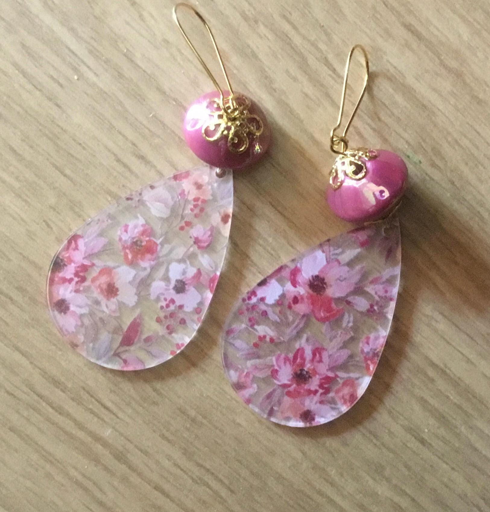 Rosso Rose Rosas Naturale Fiore Veri Goccia D'acqua Resina Placcato Oro Orecchini Goccia E Pendenti Donna Handmade Amore Romantico - Foto 10