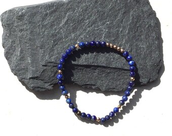 Bracelet perles pierres véritables lapis-lazuli