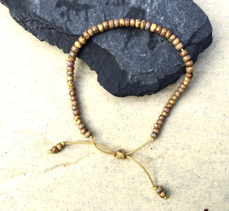 opaque brown Extendable friendship bracelet beautiful pearls miyuki Picasso