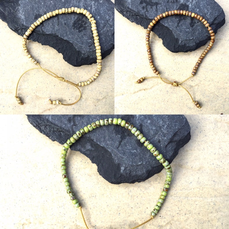 opaque brown Extendable friendship bracelet beautiful pearls miyuki Picasso